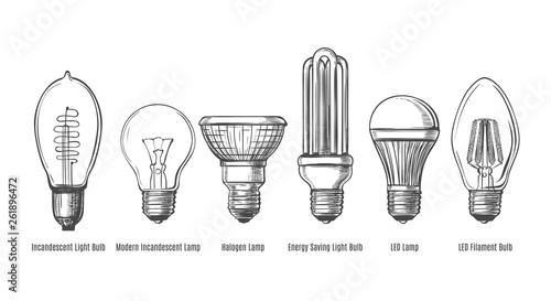 Fotografia Black lightbulbs sketch