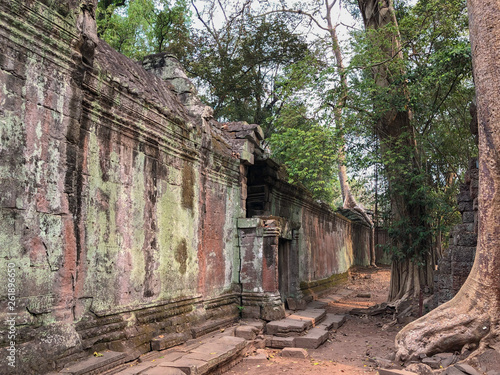 Angkor Cambodia Ancient wall Temples background and exotic travel imagery