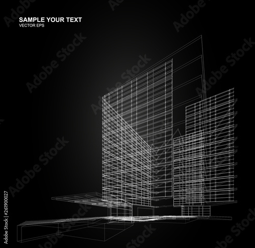 Abstract design. Modern architecture wireframe space