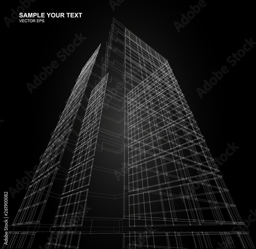 Abstract design. Modern architecture wireframe space