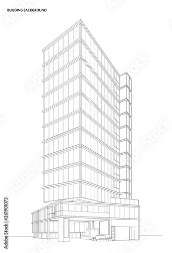 3d wireframe of building. sketch design. 