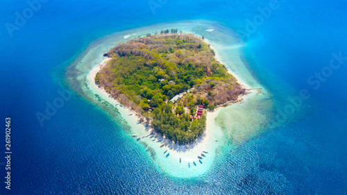 Gili Rengit island with aquamarine water
