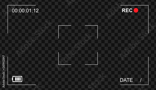 Video camera viewfinder overlay icon. Modern camera frame vector template