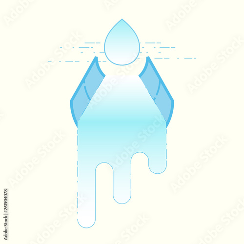 Water supply concept. Importance of water metaphor. Water delivery system. Symbol of piping,irrigation. Vector illustration outline flat design style.