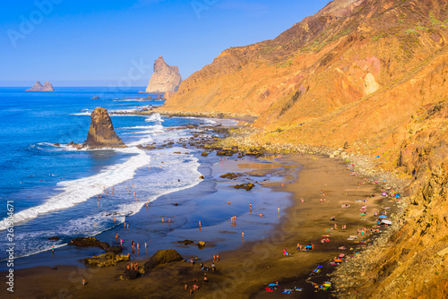 Stunning views of the incredibly beautiful Benijo beach in the north of Tenerife. Canary Islands..Spain