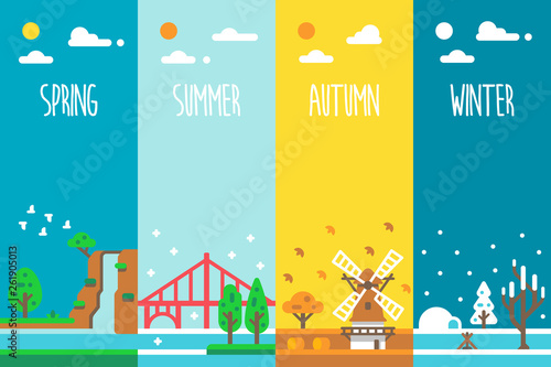 Flat design 4 seasons holiday