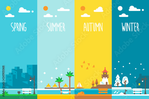 Flat design 4 seasons holiday