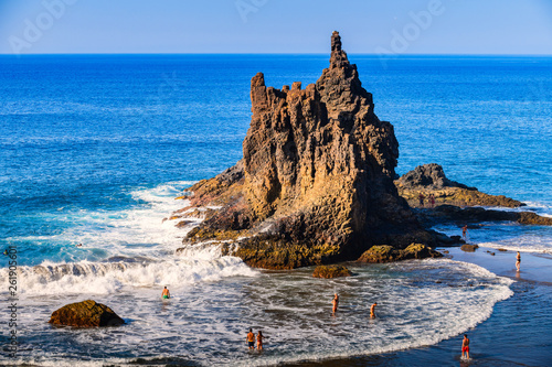 Stunning views of the incredibly beautiful Benijo beach in the north of Tenerife. Canary Islands..Spain