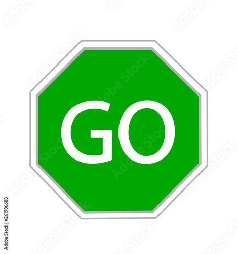 Go sign on white background