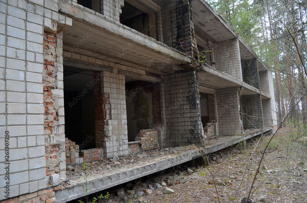 Totally marauded and vandalised sanatorium near the road to Chernobyl Area. Kiev region. Totally marauded and vandalised sanatorium near the road to Chernobyl Area. Kiev region.