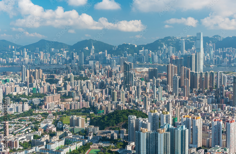 Skyline of midtown of Hong Kong city