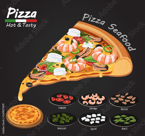 Pizza on the board with the ingredients.