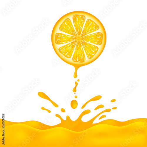 Fresh orange with Droplet orange juice on background. vector illustration