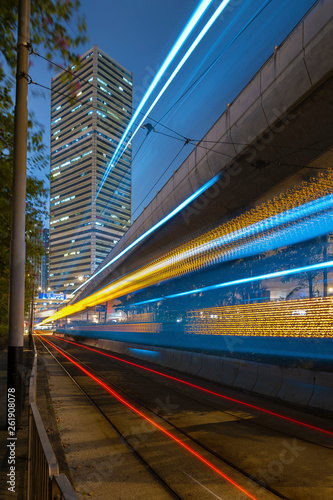 Fototapeta Naklejka Na Ścianę i Meble -  traffic in downtown of Hong Kong city at night