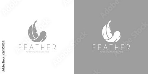 White feather. Logo. Black feather