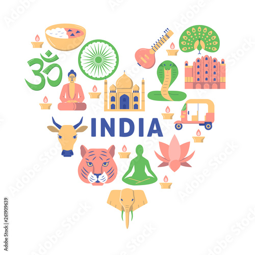 India culture concept banner in flat style
