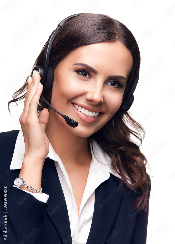 Portrait of customer support phone operator Portrait of customer support phone operator