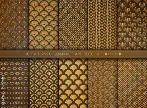 Abstract luxury space style antique of gold art deco pattern set. illustration vector eps 10