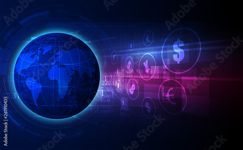 Money transfer. Global Currency. Stock Exchange. Stock vector illustration.