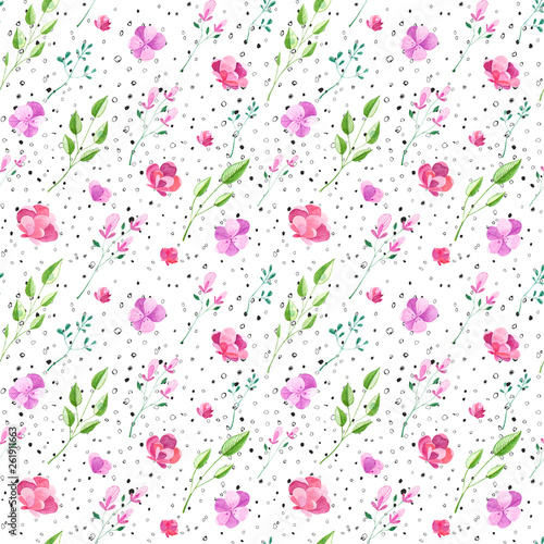 Seamless floral pattern for decoration of textiles, paper and more
