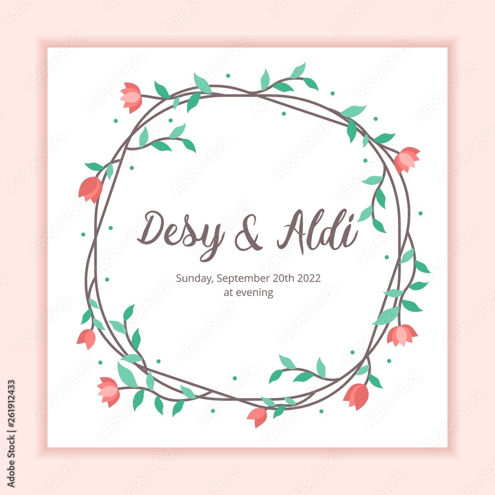 Floral frame wedding invitation card template