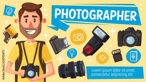 Photographer or photo journalist with equipment