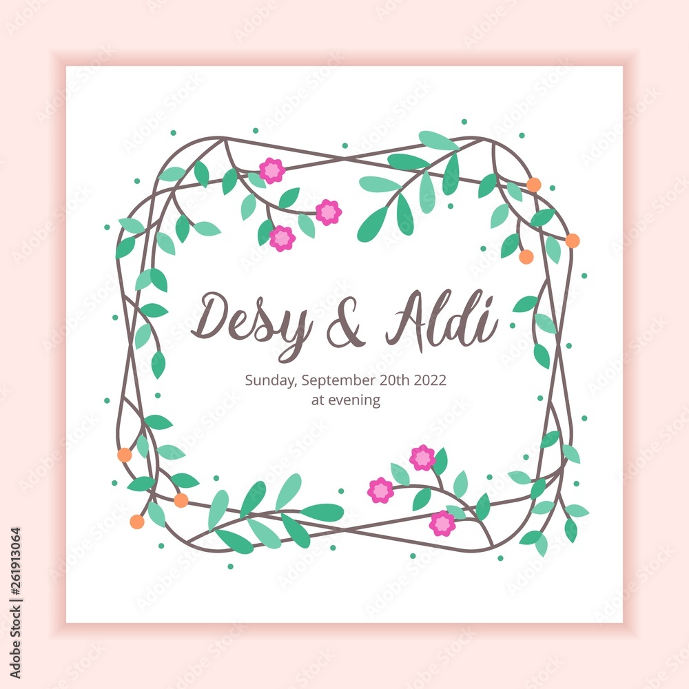 Floral frame wedding invitation card template Floral frame wedding invitation card template