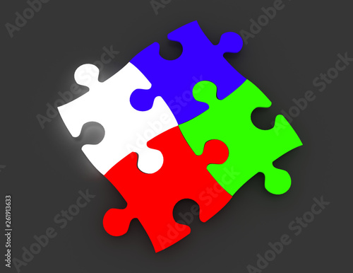 3d puzzle business concept. 3d illustration © andrii