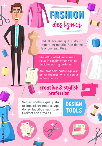 Tailor or fashion designer with sewing tools