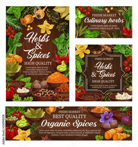 Spices, culinary herbs and fresh food seasonings