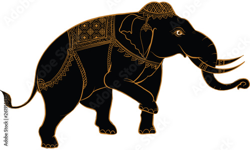 elephant in Thai traditional painting vector