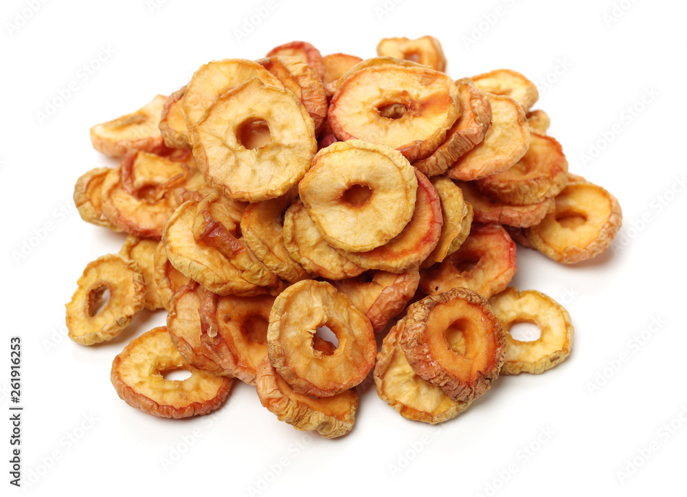 Dried apples isolated on white background
