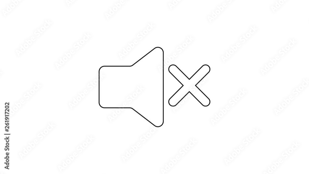 Grey Speaker mute line icon on white background. No sound icon. Volume Off symbol. 4K Video motion graphic animation Grey Speaker mute line icon on white background. No sound icon. Volume Off symbol. 4K Video motion graphic animation