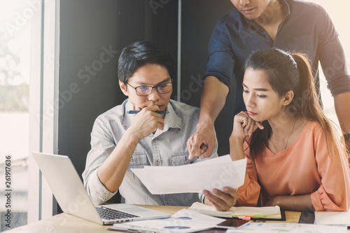 Business meeting concept; Business people and staff meeting in office to briefing strategy information of corporate; Strategy Department in corporate brainstorming at meeting room