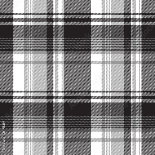 Grayscale black white check plaid seamless pattern