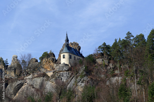 romantic view rocky landscape with castle