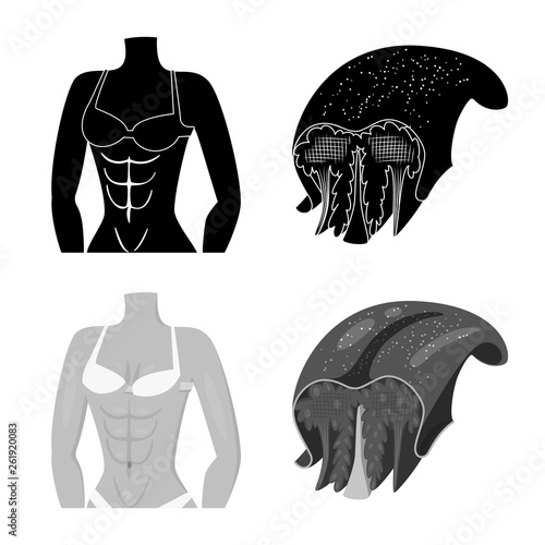 Isolated object of fiber and muscular logo. Collection of fiber and body  vector icon for stock.