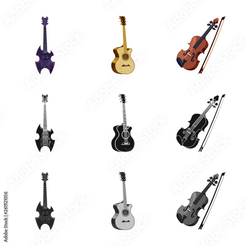 Vector illustration of music and tune symbol. Collection of music and tool stock vector illustration.