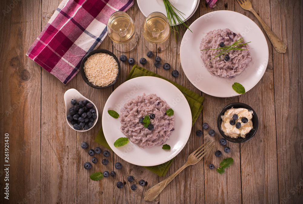 Blueberry risotto with mascarpone. Blueberry risotto with mascarpone.