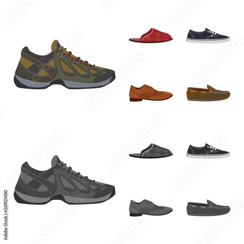 Vector design of shoe and footwear icon. Collection of shoe and foot vector icon for stock.