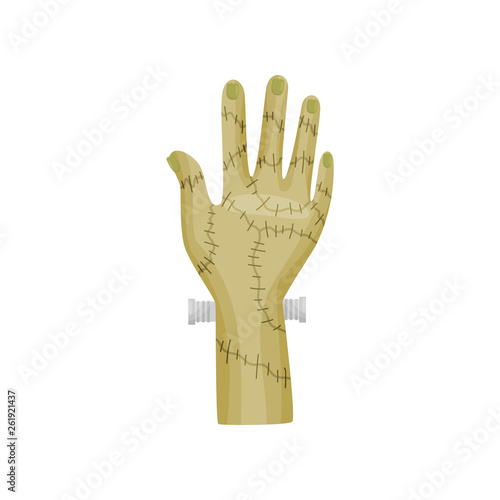 Frankenstein hand on white background. Vector illustration.