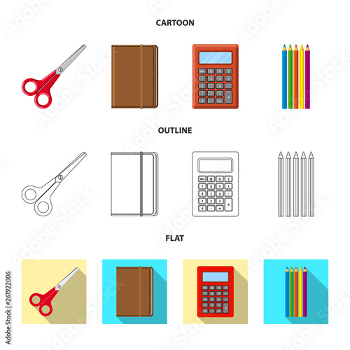 Vector illustration of office and supply sign. Collection of office and school vector icon for stock.