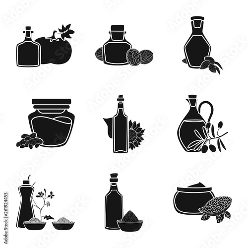 Vector design of oil and agriculture icon. Set of oil and glass  vector icon for stock.