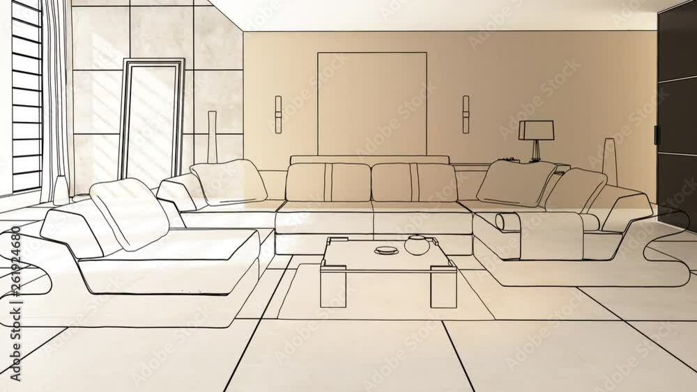Luxury Loft with a Leather Sofa - loopable 3d visualization Luxury Loft with a Leather Sofa - loopable 3d visualization