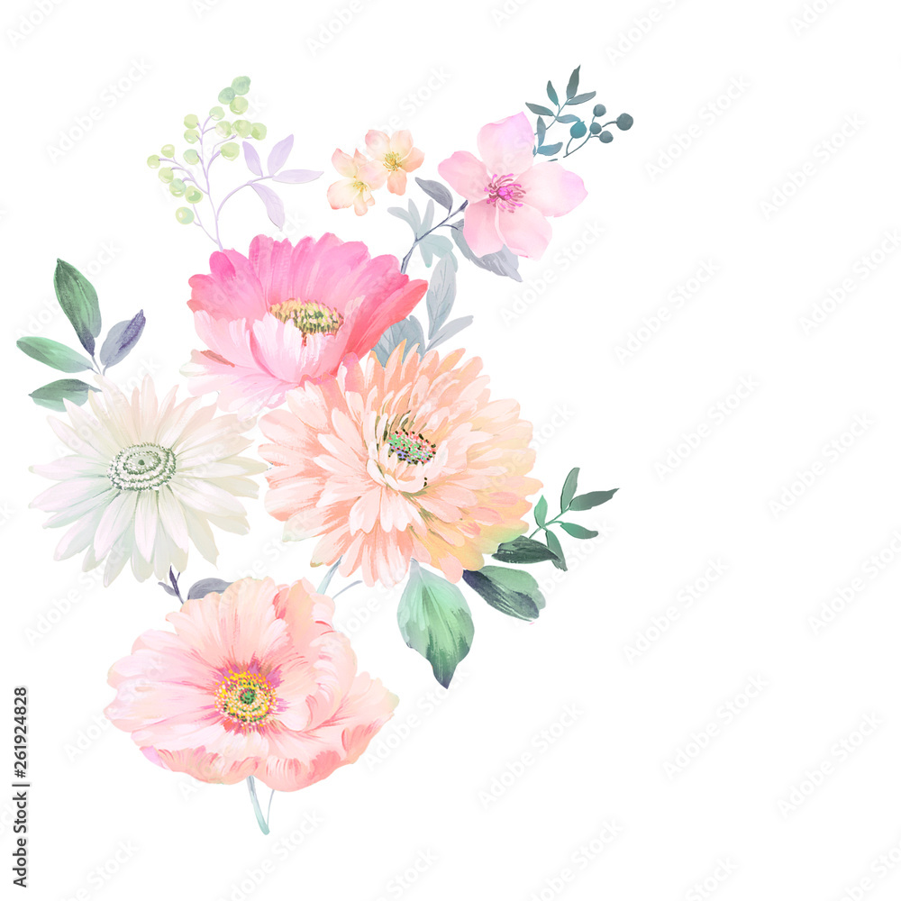 Fototapeta premium Flowers watercolor illustration
