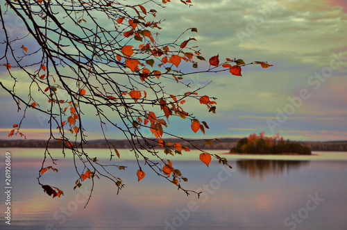 Autumn evening on the lake Big Kisegach (southern Urals).