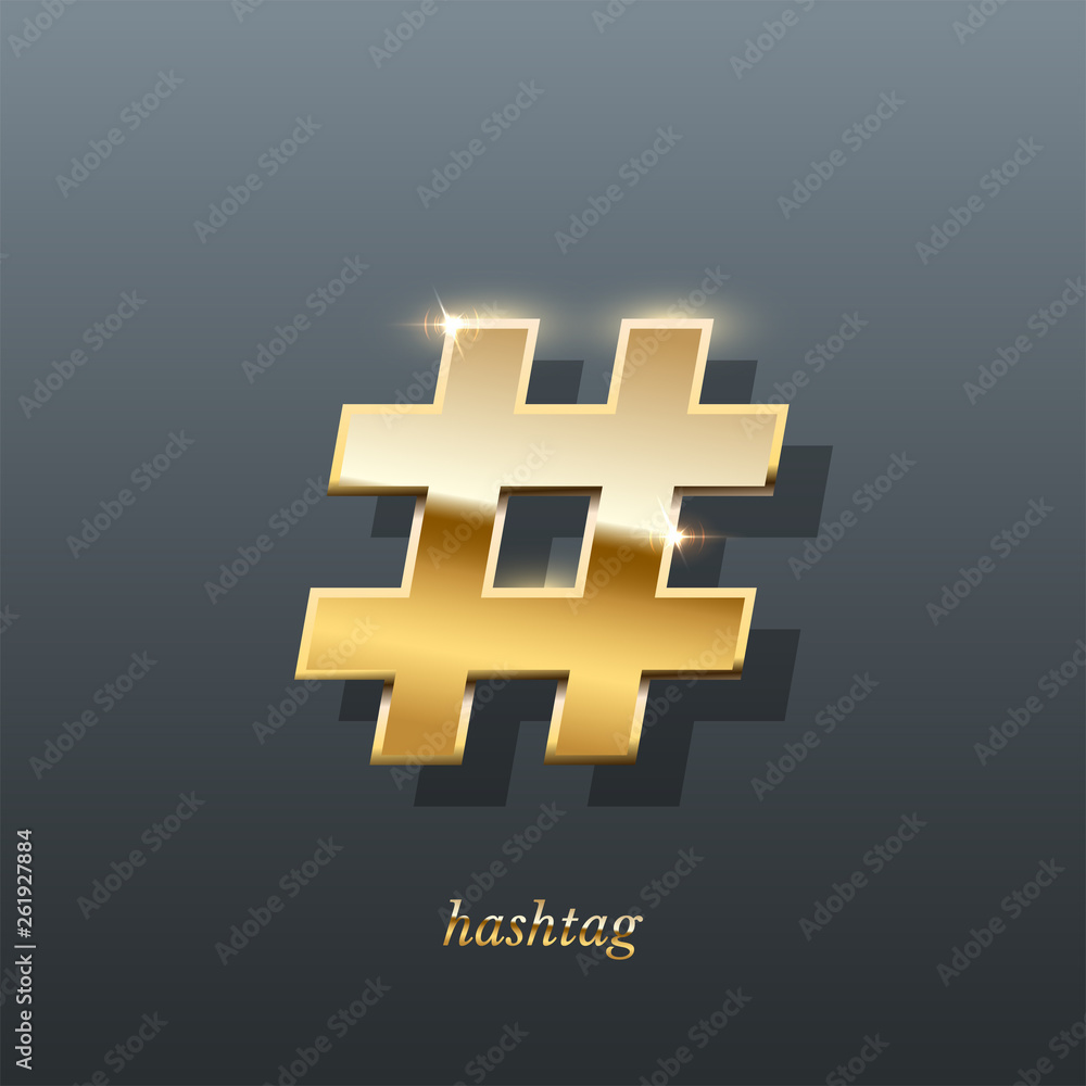 Obraz premium Hashtag realistic 3D illustration