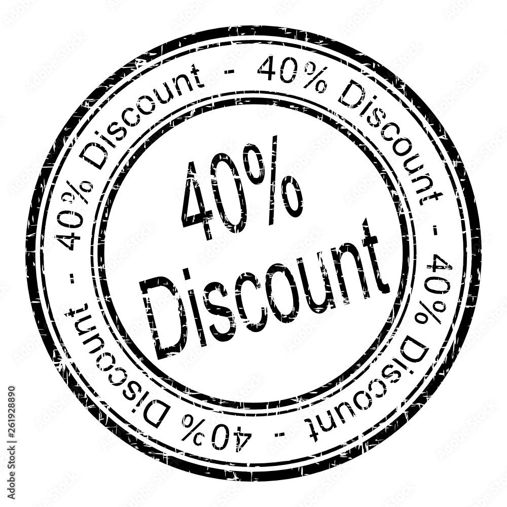 40% Discount rubber stamp - illustration