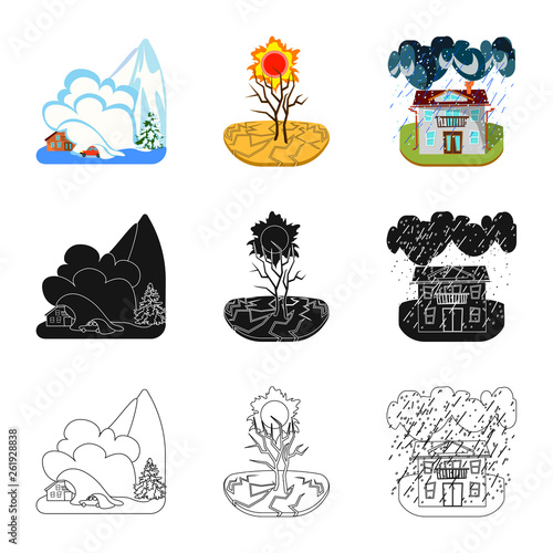 Isolated object of weather and distress sign. Set of weather and crash vector icon for stock.