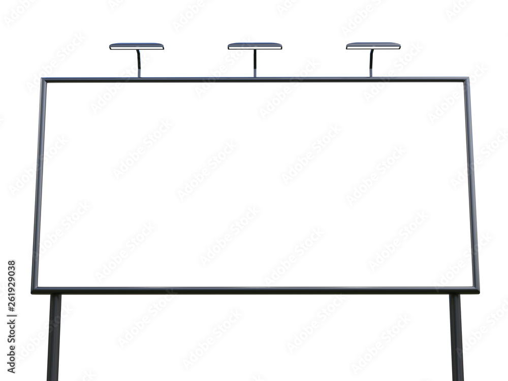 3D rendering of blank billboard (empty advertisement) isolated on white. Empty mockup template 3D rendering of blank billboard (empty advertisement) isolated on white. Empty mockup template